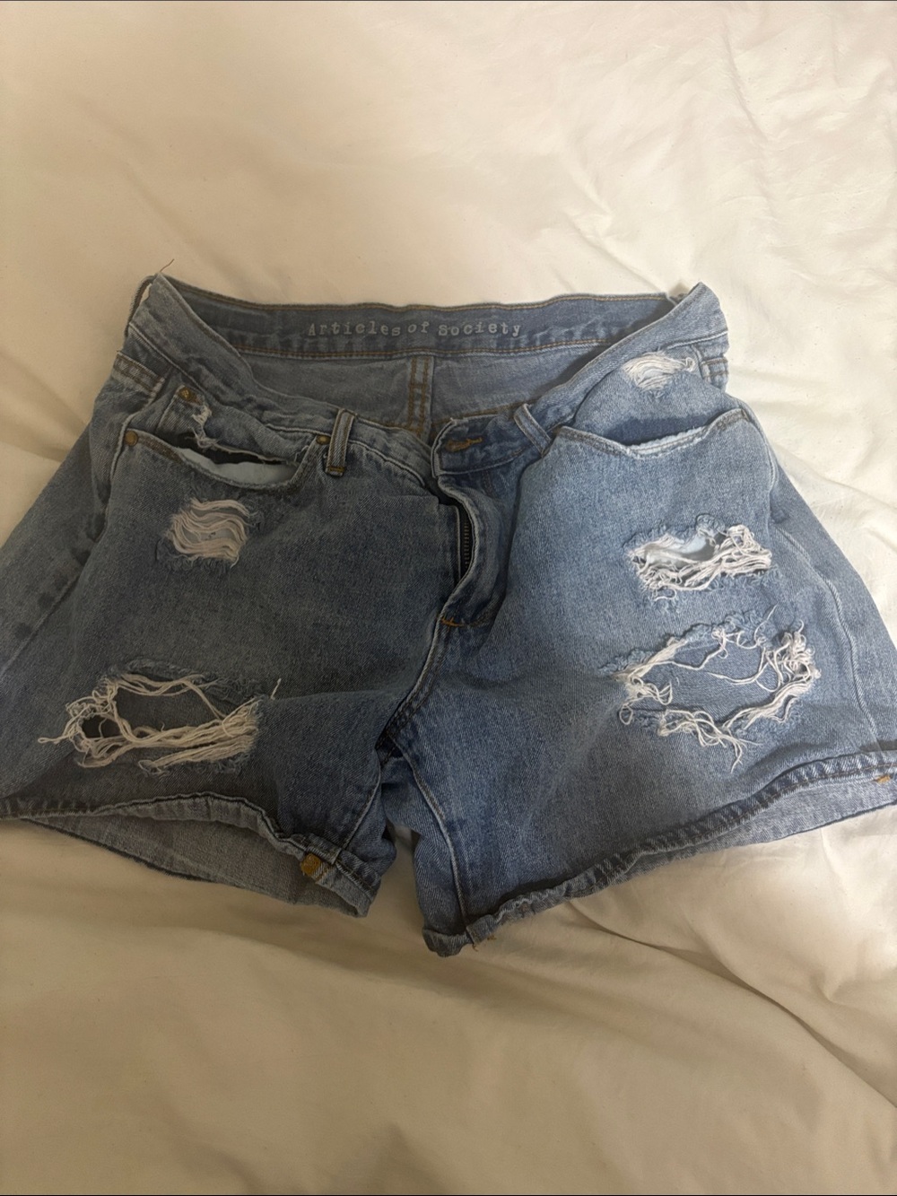Articles Of Society Distressed Light Blue Denim Shorts Size 28